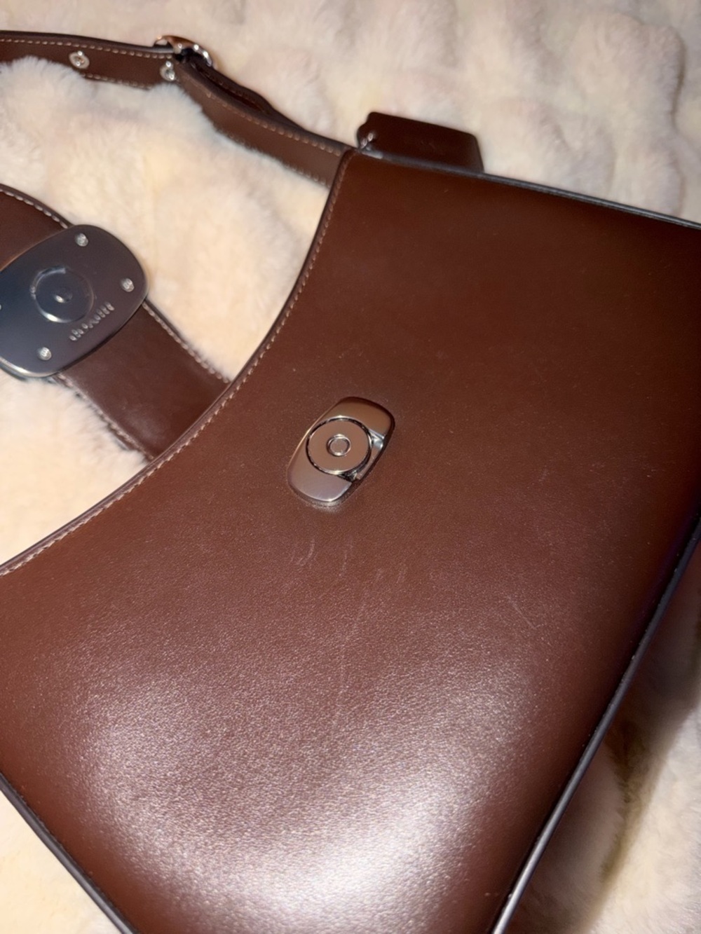 Coach Eliza Brown Leather Shoulder Bag - Picture 5 of 7